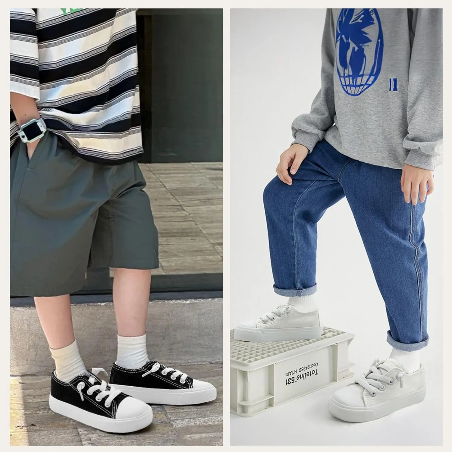 Toddler Kids Sneakers Boys and Girls Canvas Shoes Slip On Lightweight Walking Shoes for Little Big Kids