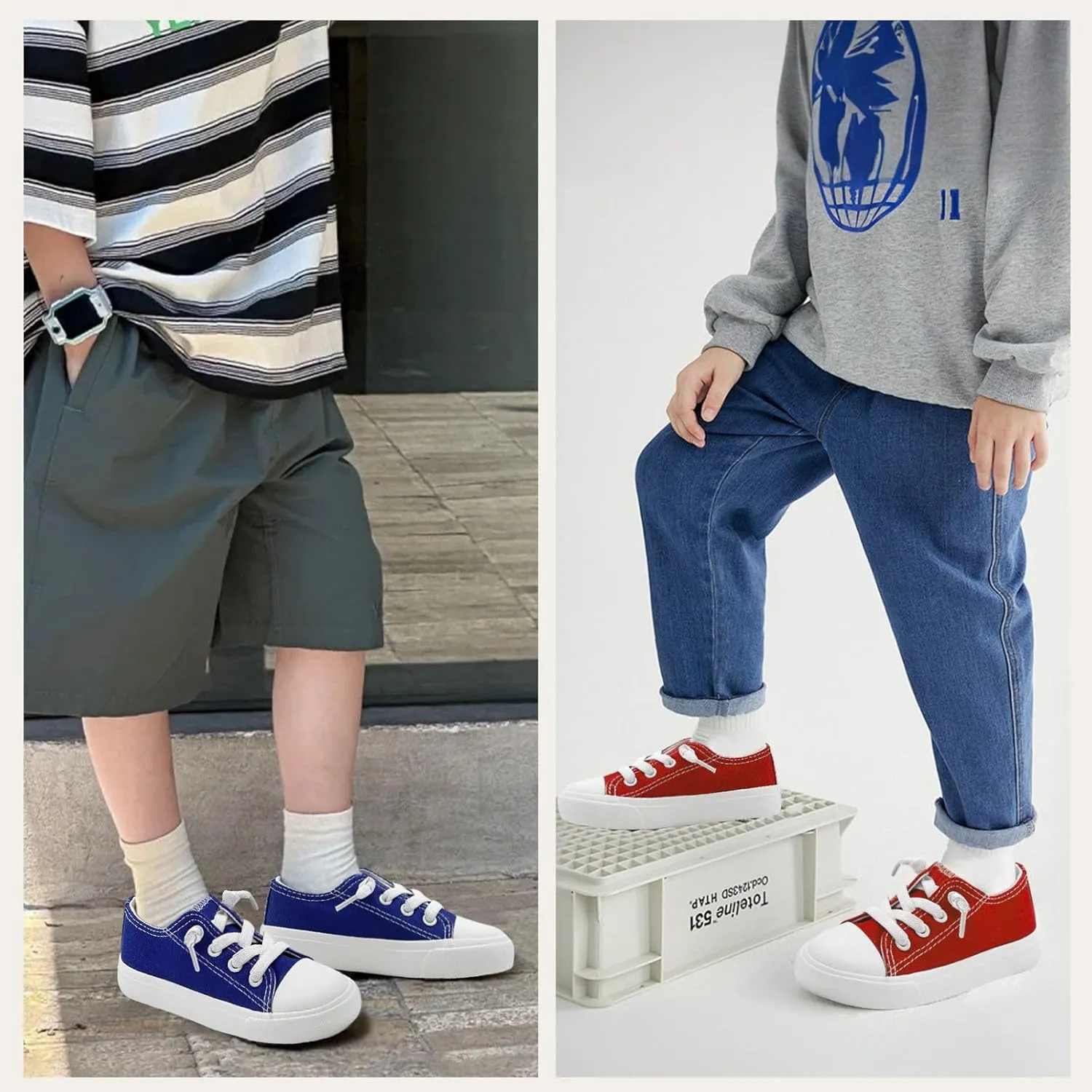 Toddler Kids Sneakers Boys and Girls Canvas Shoes Slip On Lightweight Walking Shoes for Little Big Kids
