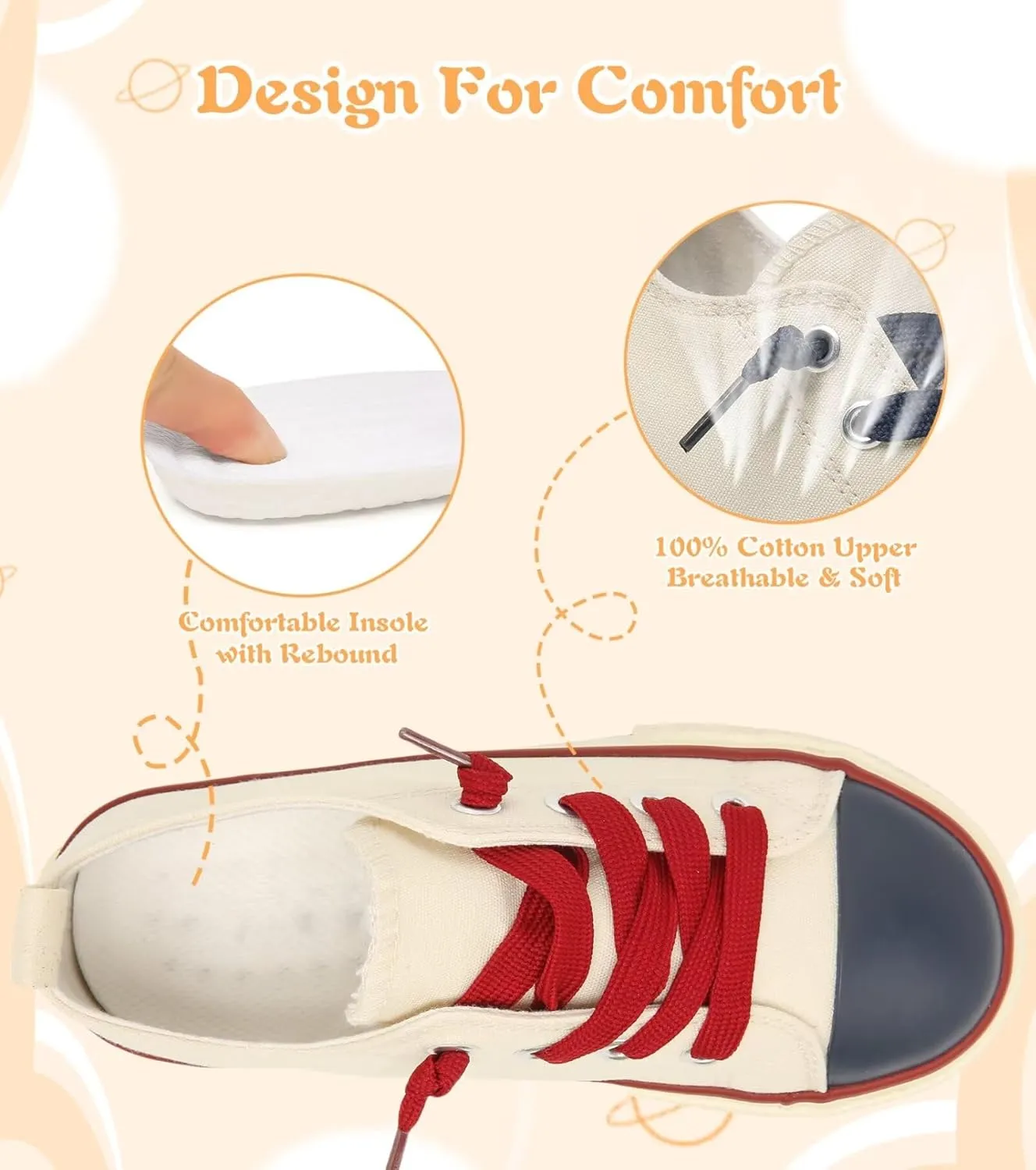 Toddler Little Kid Cushioned Canvas Shoes Slip On Sneakers Soft and Durable