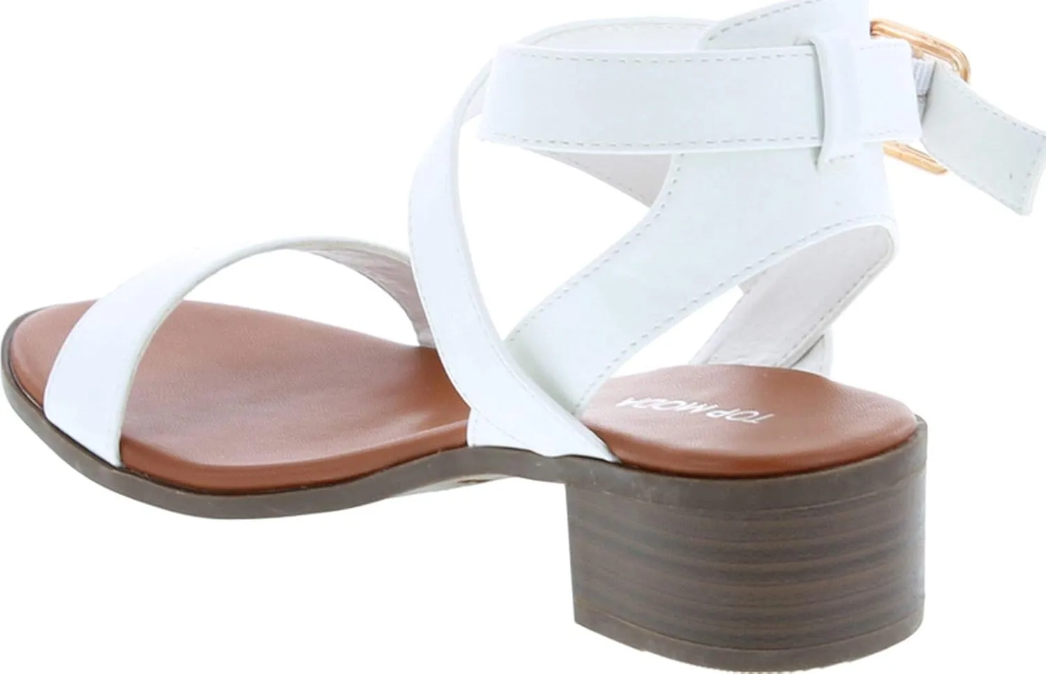TOP Moda Vision-75 Women's Ankle Wrap Adjustable Buckle Stacked Chunky Heel Sandal