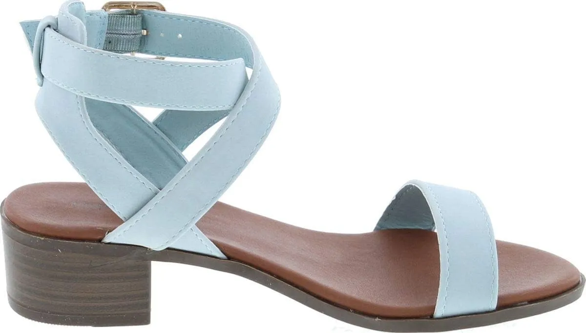 TOP Moda Vision-75 Women's Ankle Wrap Adjustable Buckle Stacked Chunky Heel Sandal