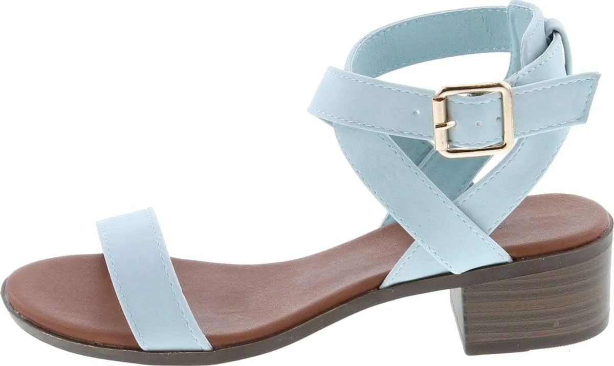 TOP Moda Vision-75 Women's Ankle Wrap Adjustable Buckle Stacked Chunky Heel Sandal