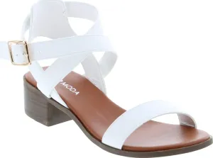 TOP Moda Vision-75 Women's Ankle Wrap Adjustable Buckle Stacked Chunky Heel Sandal