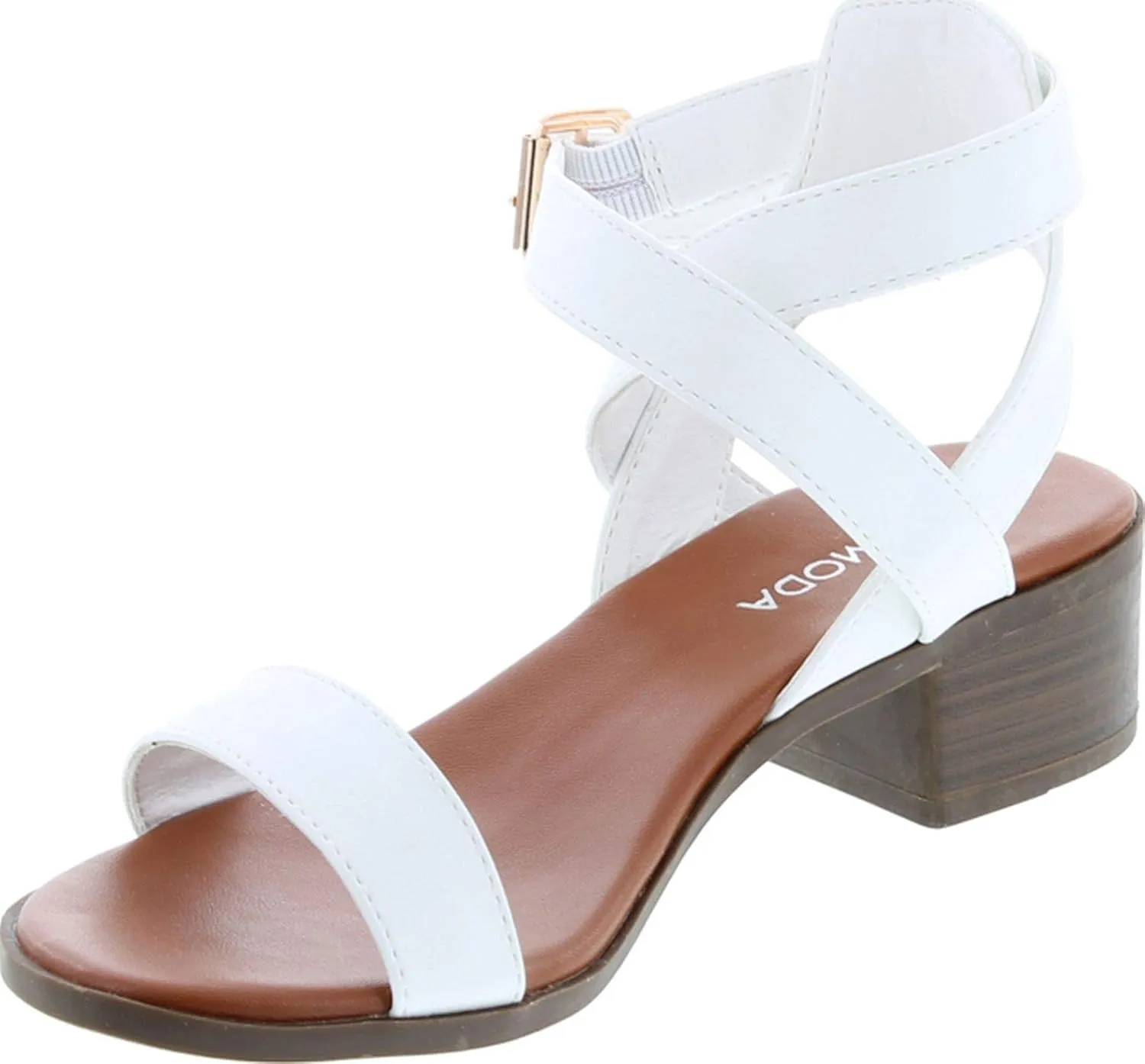 TOP Moda Vision-75 Women's Ankle Wrap Adjustable Buckle Stacked Chunky Heel Sandal