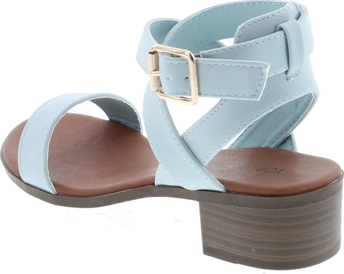 TOP Moda Vision-75 Women's Ankle Wrap Adjustable Buckle Stacked Chunky Heel Sandal