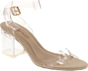 TOP Moda Vision-75 Women's Ankle Wrap Adjustable Buckle Stacked Chunky Heel Sandal