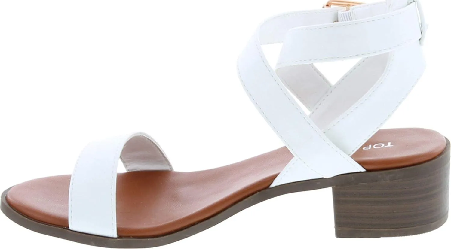 TOP Moda Vision-75 Women's Ankle Wrap Adjustable Buckle Stacked Chunky Heel Sandal