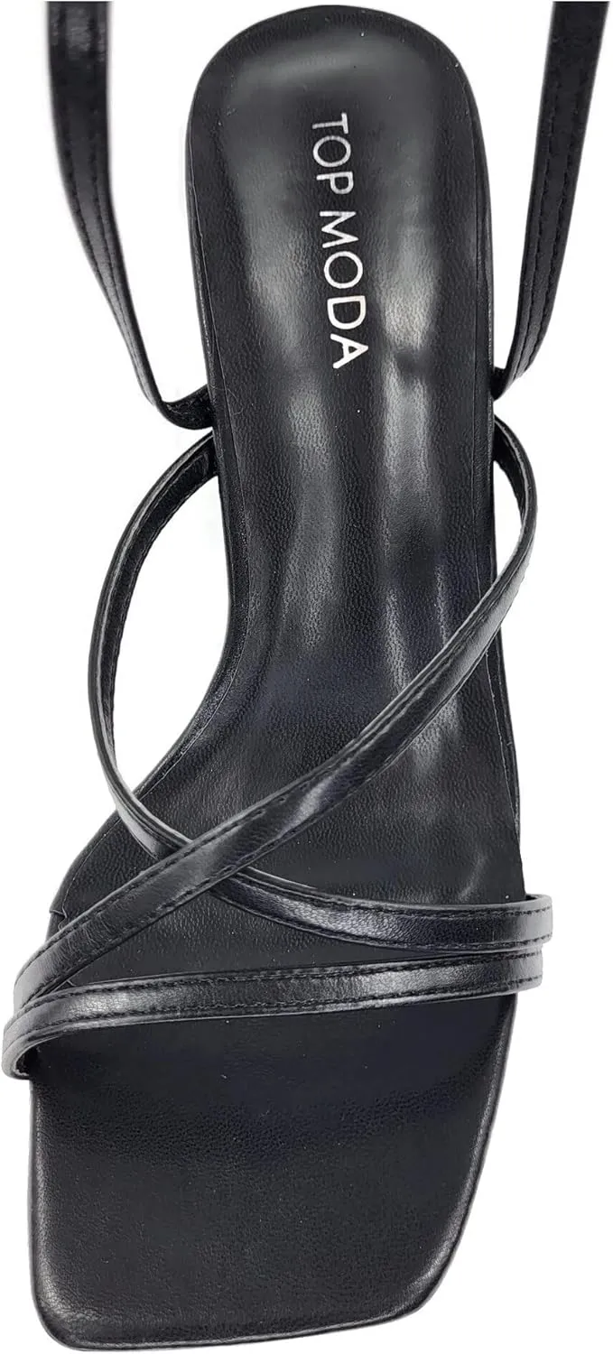 TOP Moda Womens Lace Up Wrap Around Strap High Heel Sandals