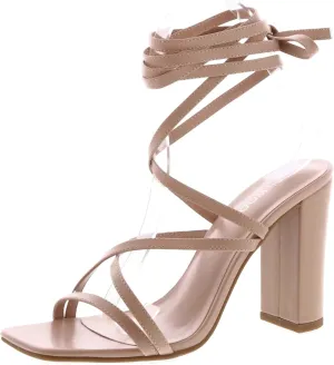 TOP Moda Womens Lace Up Wrap Around Strap High Heel Sandals