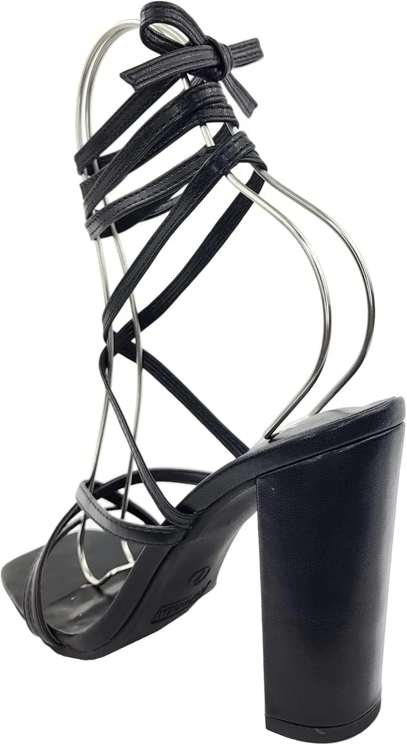 TOP Moda Womens Lace Up Wrap Around Strap High Heel Sandals