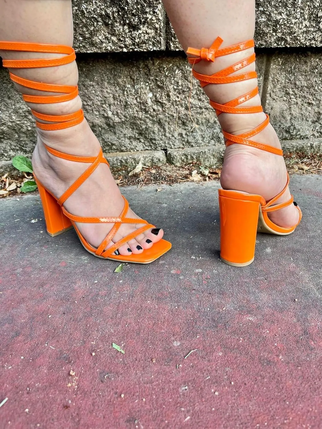 TOP Moda Womens Lace Up Wrap Around Strap High Heel Sandals