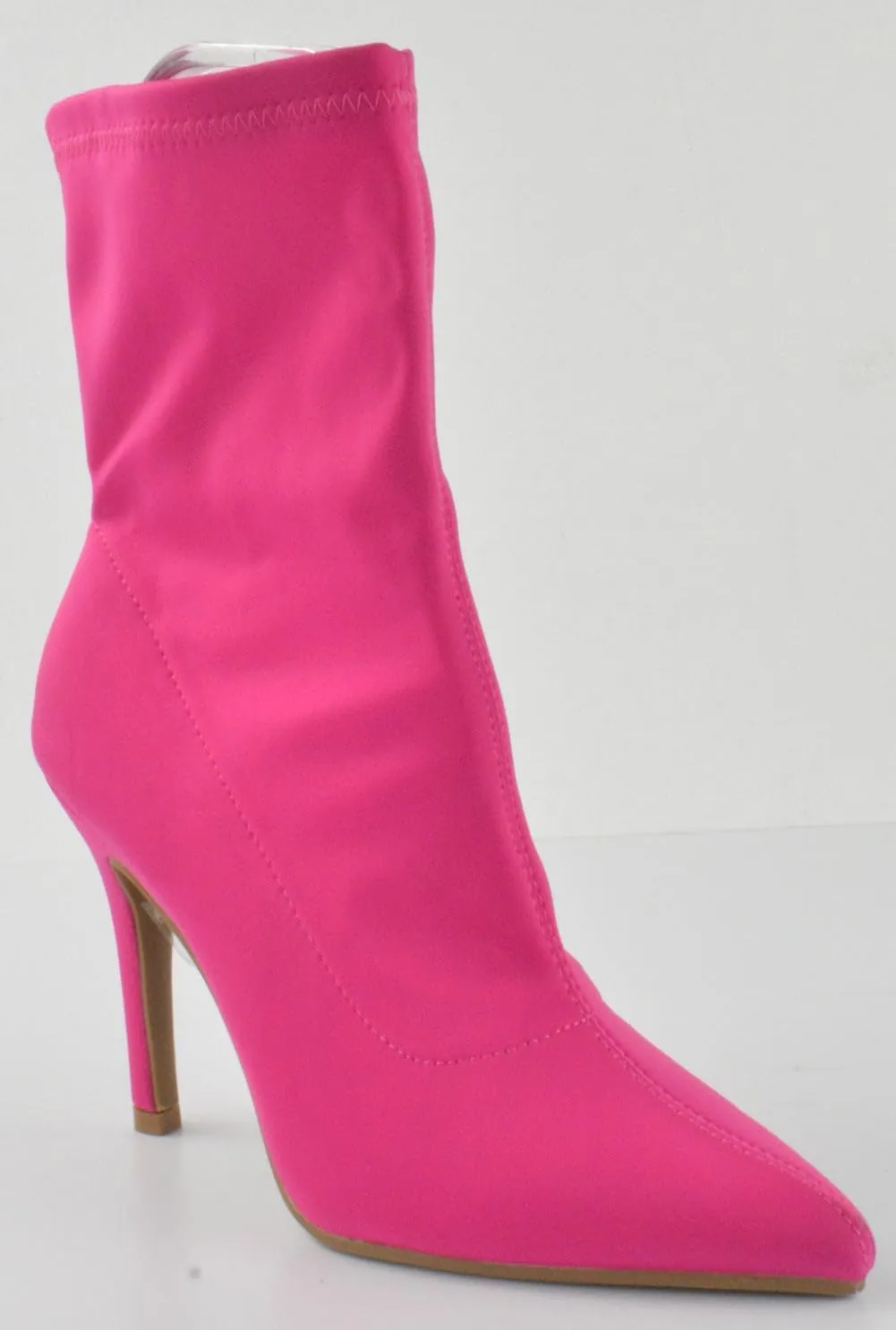 TOP Moda Women's Sexy Pointed Toe Ankle Boots Stiletto Heels Stretch Booties