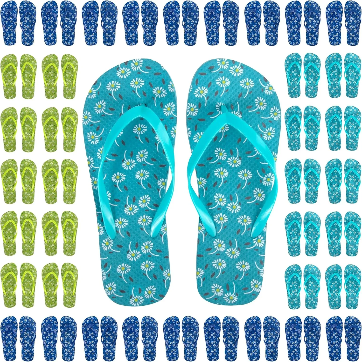 Trail maker 50 Pairs Bulk Flip Flops for Women Wedding Guests, Bnb Guests, Hotels, Pedicure Parties, and Charity Donation
