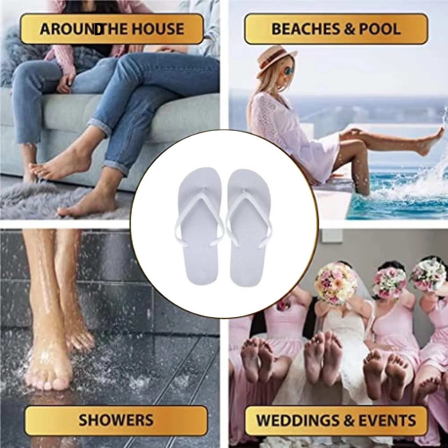 Trail maker 50 Pairs Bulk Flip Flops for Women Wedding Guests, Bnb Guests, Hotels, Pedicure Parties, and Charity Donation