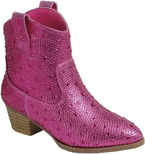 TruFox Girls Cowgirl Cowboy Rhinestone Boots Ankle Low Heel Dress Kids Booties