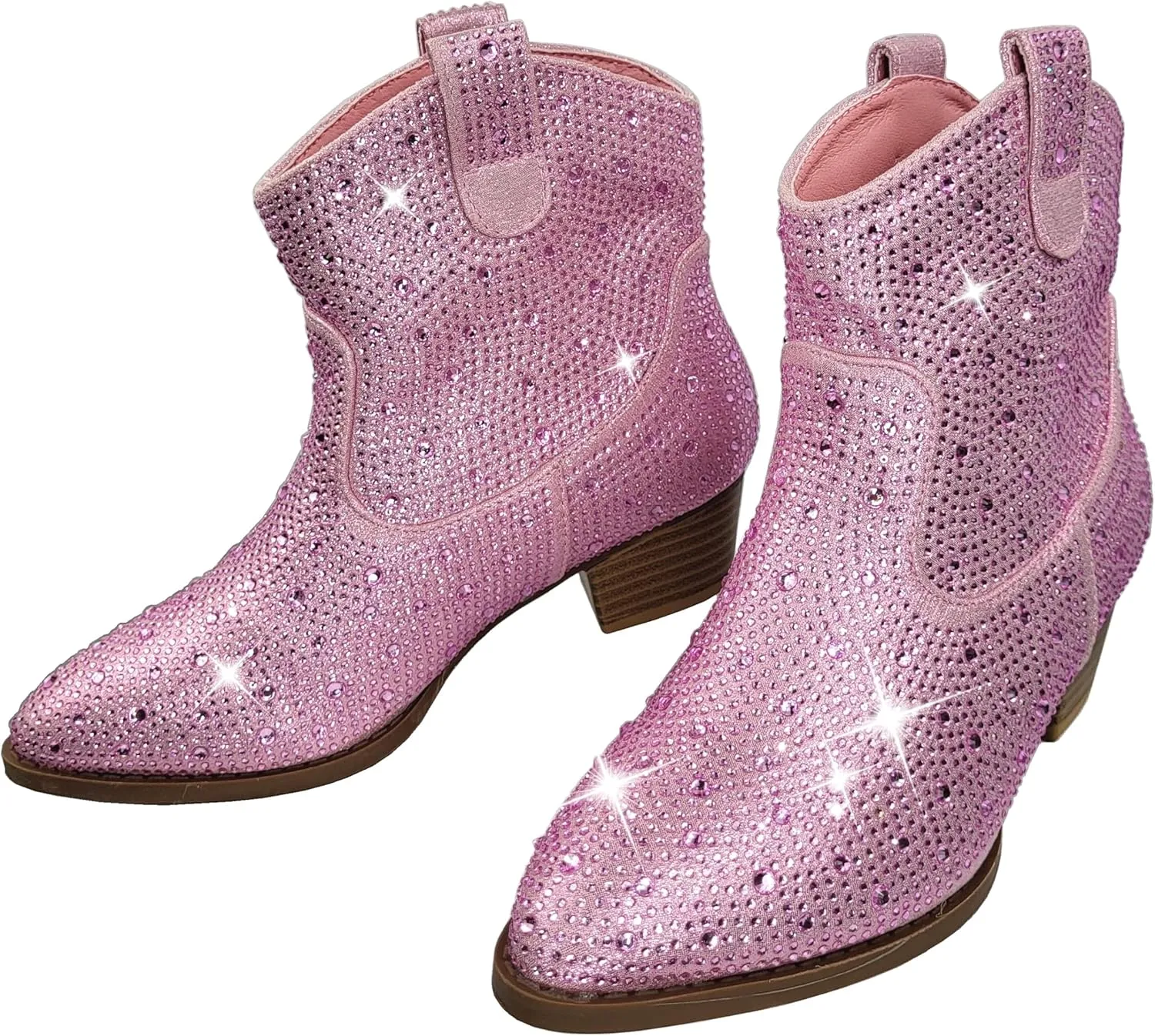 TruFox Girls Cowgirl Cowboy Rhinestone Boots Ankle Low Heel Dress Kids Booties