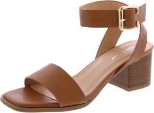 TruFox Womens Chunky Block Low Heel Ankle Strap Open Toe Dress Sandal