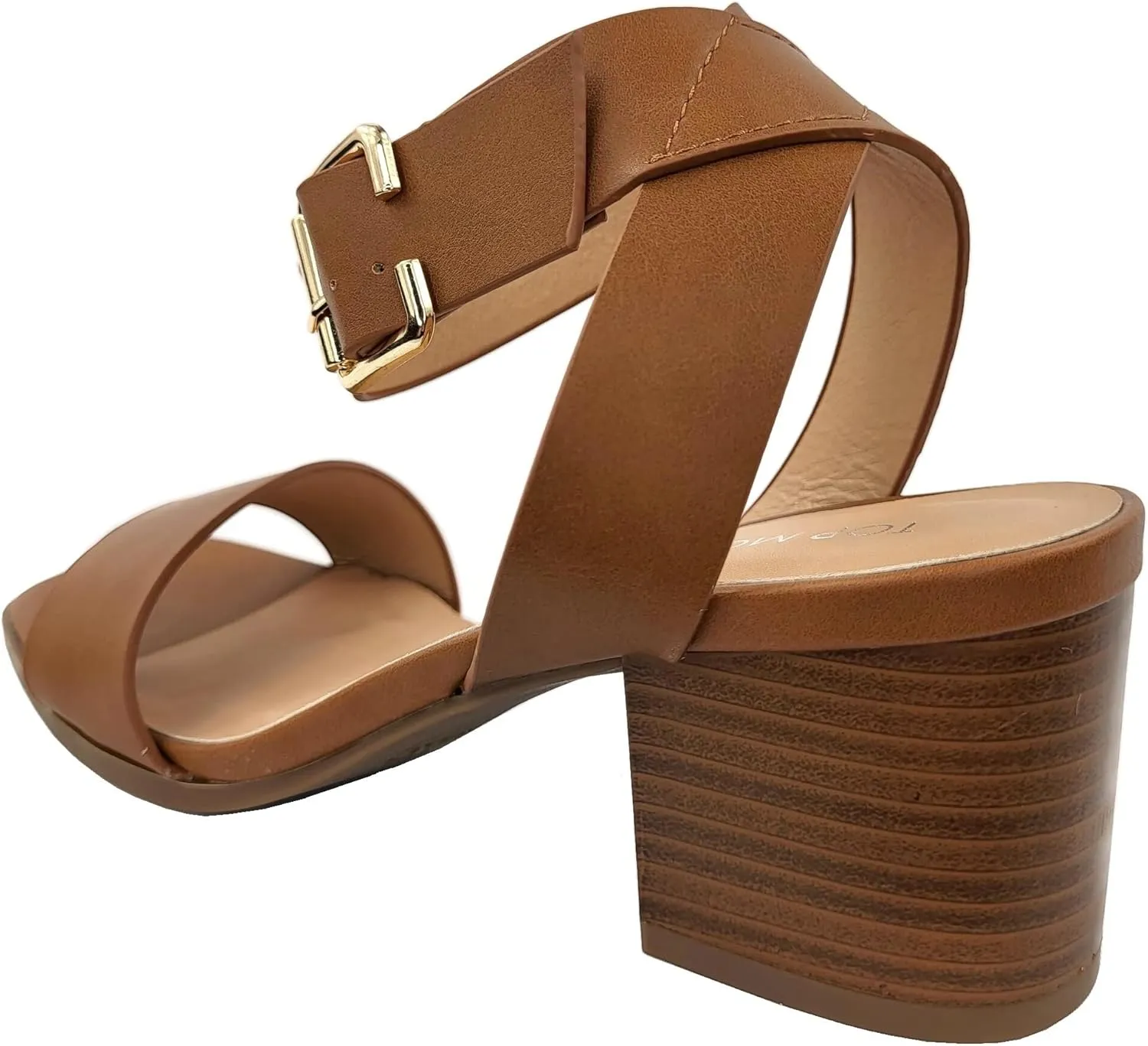 TruFox Womens Chunky Block Low Heel Ankle Strap Open Toe Dress Sandal