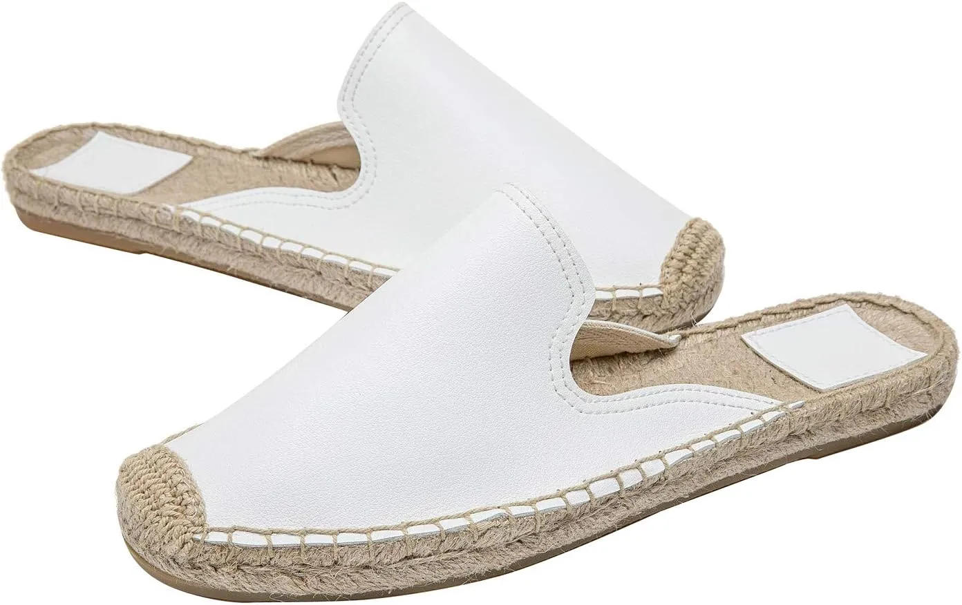 U-lite Women's Spring Summer Leather Classic Simple Mule Shoes Espadrilles Slides