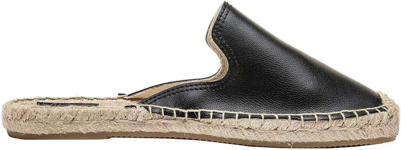 U-lite Women's Spring Summer Leather Classic Simple Mule Shoes Espadrilles Slides