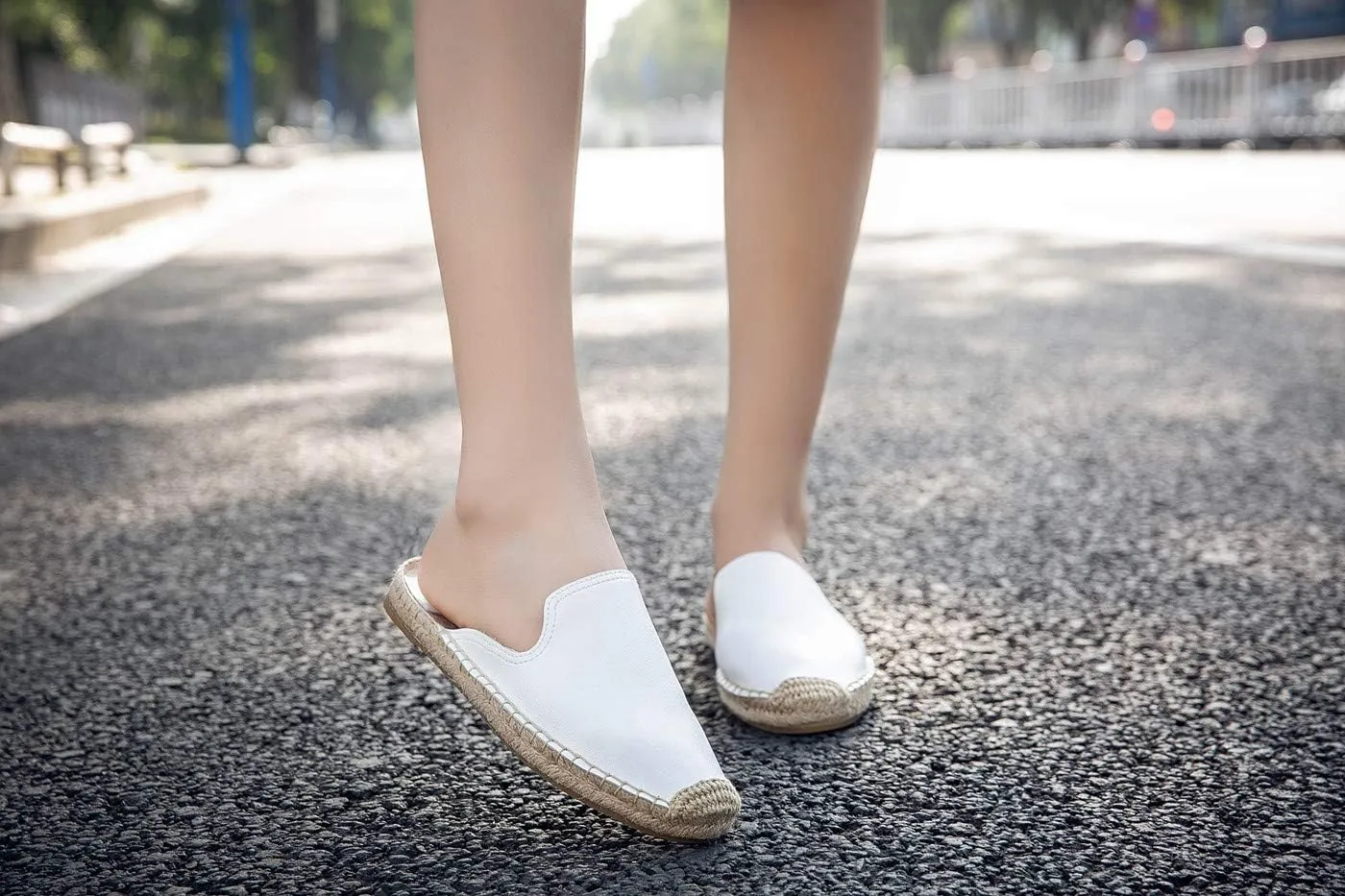 U-lite Women's Spring Summer Leather Classic Simple Mule Shoes Espadrilles Slides