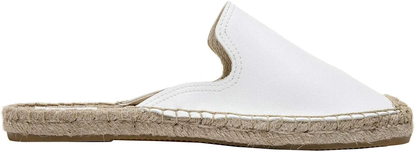 U-lite Women's Spring Summer Leather Classic Simple Mule Shoes Espadrilles Slides