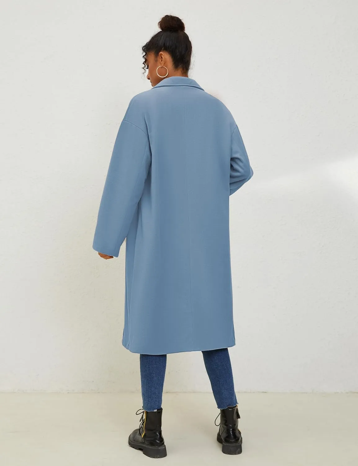 UANEO Women's Wool Blend Coat Oversized Double Breasted Long Trench Overcoat Winter