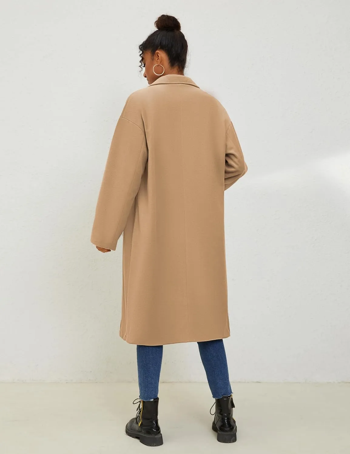 UANEO Women's Wool Blend Coat Oversized Double Breasted Long Trench Overcoat Winter