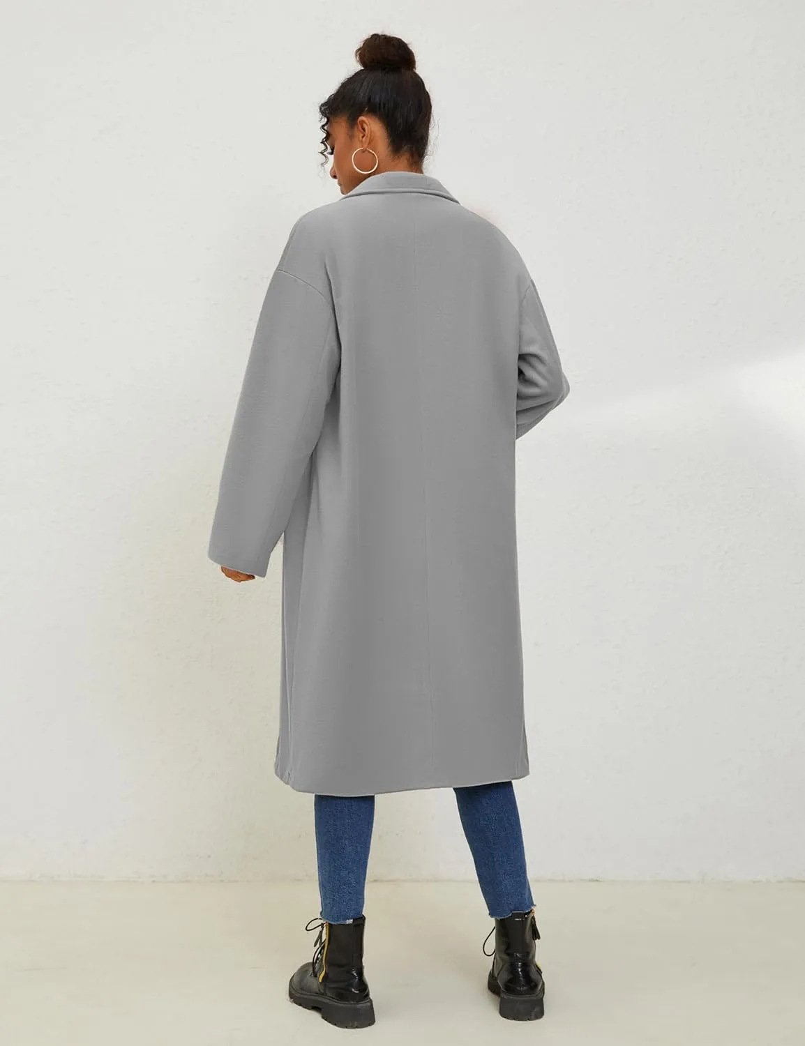 UANEO Women's Wool Blend Coat Oversized Double Breasted Long Trench Overcoat Winter