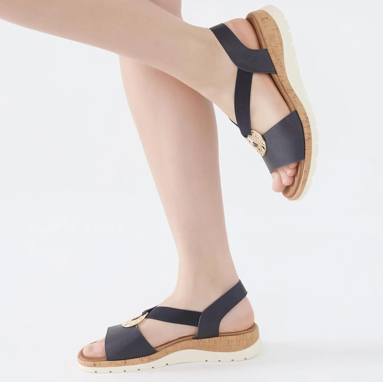 UBFEN Womens Platform Wedge Sandals Casual Open Toe Comfortable Ladies Outdoor Walking Beach Shoes Dress with Arch Support