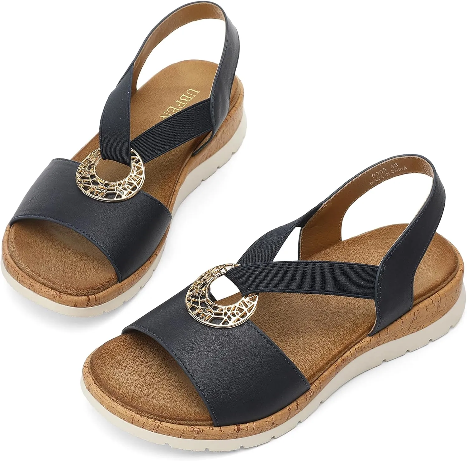 UBFEN Womens Platform Wedge Sandals Casual Open Toe Comfortable Ladies Outdoor Walking Beach Shoes Dress with Arch Support