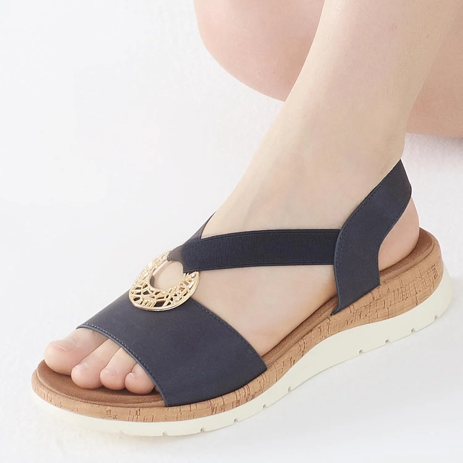 UBFEN Womens Platform Wedge Sandals Casual Open Toe Comfortable Ladies Outdoor Walking Beach Shoes Dress with Arch Support