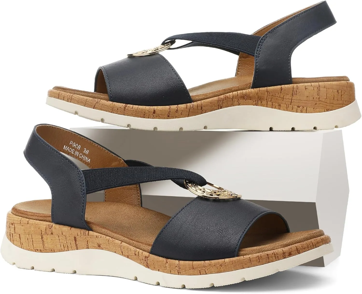 UBFEN Womens Platform Wedge Sandals Casual Open Toe Comfortable Ladies Outdoor Walking Beach Shoes Dress with Arch Support