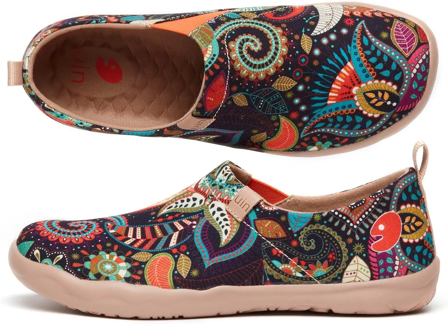 UIN Women's Blossom Slip On Shoes Colorful Comfortable Lightweight Art Travel Sneakers Casual Floral Stylish Everyday Loafers