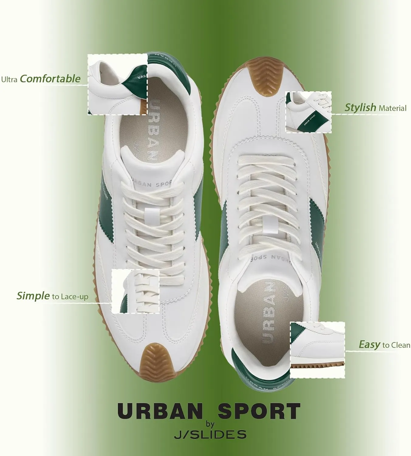 Urban Sport by J/Slides Leona Casual Sneakers for Women | Comfortable Fashion Sneakers | Women’s Walking and Running Shoes