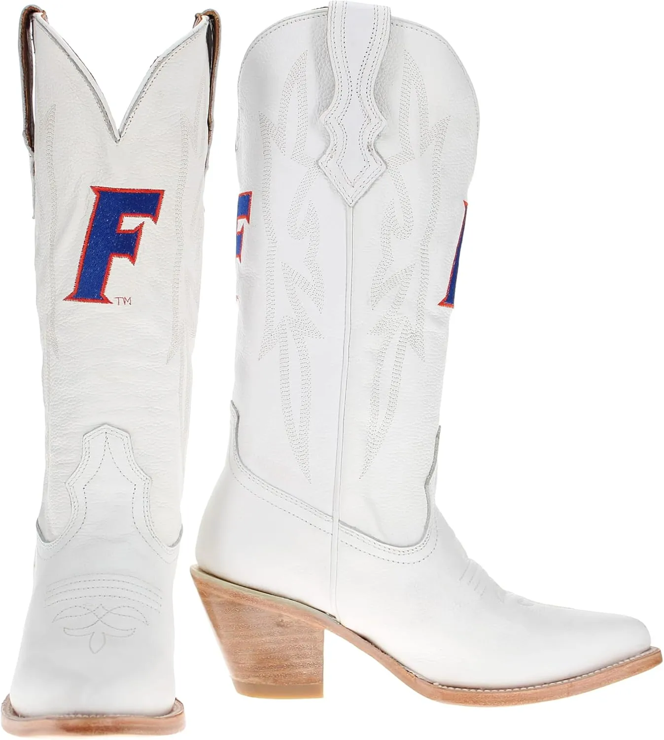 Vaccari Women's Leighton Genuine Leather Collegiate Embroidery Pointed Toe Cowgirl Boots