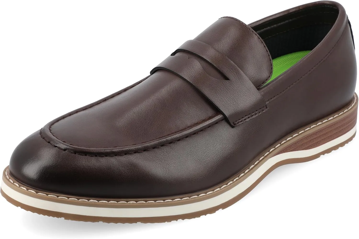 Vance Mens Kahlil Slip-on Moc Toe Penny Loafer Tru Comfort Foam Block Heel Round Toe Casual Dress Shoe