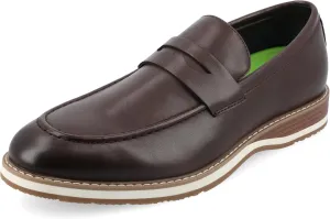 Vance Mens Kahlil Slip-on Moc Toe Penny Loafer Tru Comfort Foam Block Heel Round Toe Casual Dress Shoe