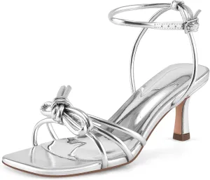 Vaslemuse Heels, Kitten Heels for Women, Bow Heel Sandals Square Open Toe, for Wedding Dress Party