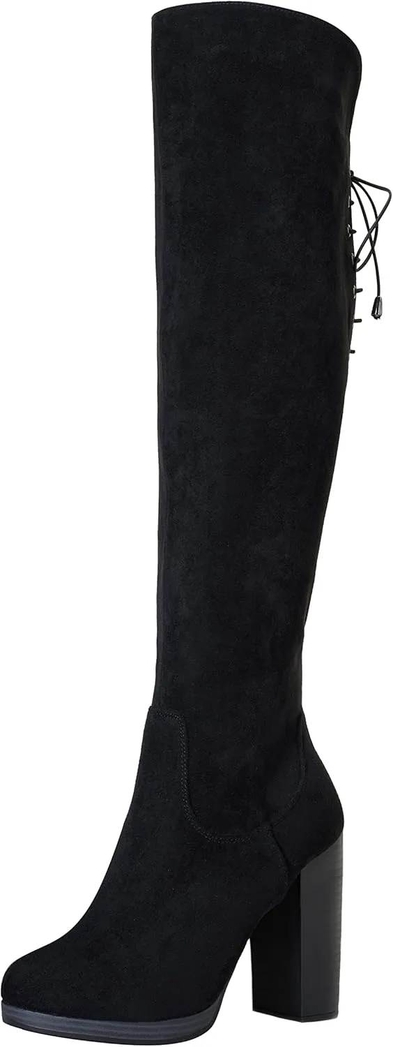 Vepose Women's Thigh High Black Over The Knee Boots, Tall Suede Knee High 996 Boot