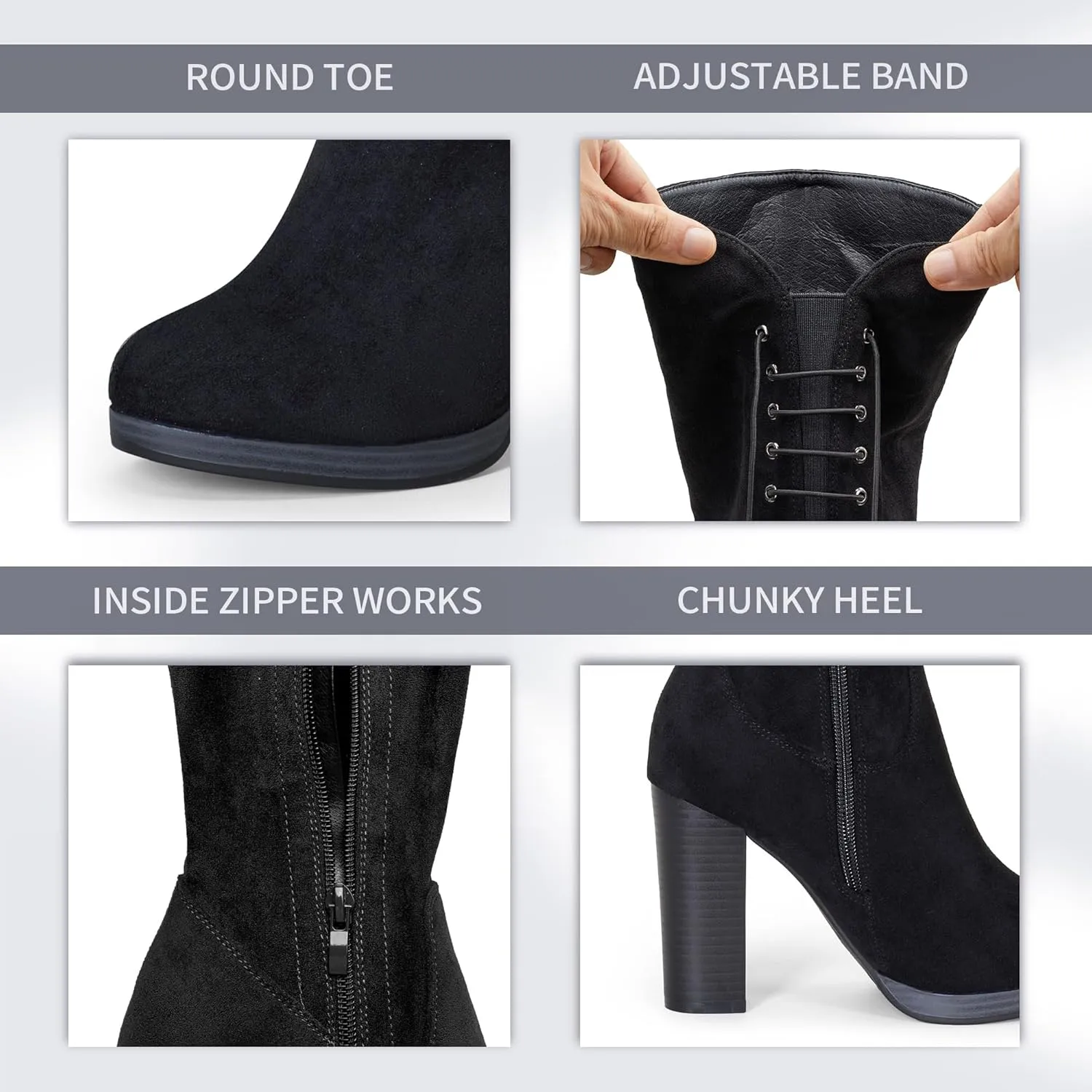 Vepose Women's Thigh High Black Over The Knee Boots, Tall Suede Knee High 996 Boot