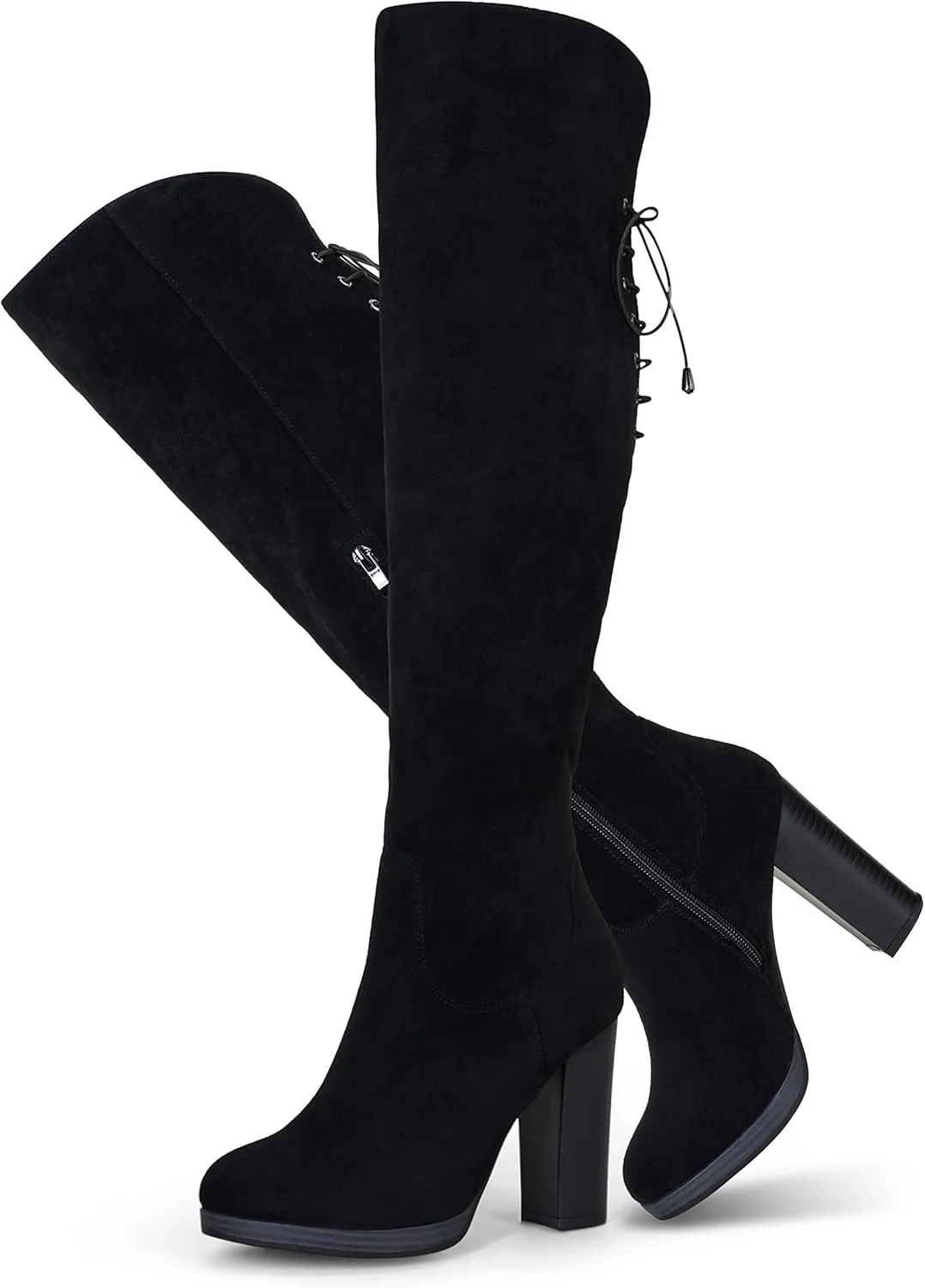 Vepose Women's Thigh High Black Over The Knee Boots, Tall Suede Knee High 996 Boot