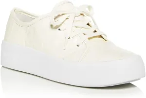 VIA SPIGA Womens Milk Ivory Croc Embossed Cushioned Logo Viola Round Toe Platform Lace-Up Leather Athletic Sneakers 6 M