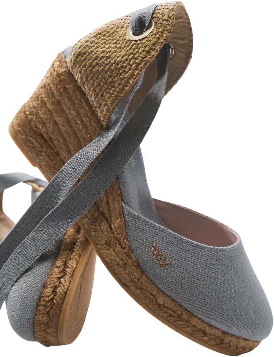 Viscata Sagaro Espadrille Canvas Wedges with Ankle Laces Spain Handmade 2 ½” Heel Women's Sandals with Breathable Organic Cotton Canvas and 100% Natural Jute for all Occasions: Casual, Work, Party