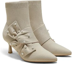 VIVAIA Athena Women's Ankle Heel Boots Boots Slip on High Pointed-Toe Booties Lady Dress Blazer Skirt Jeans Winter Fall Water Repellent Boots