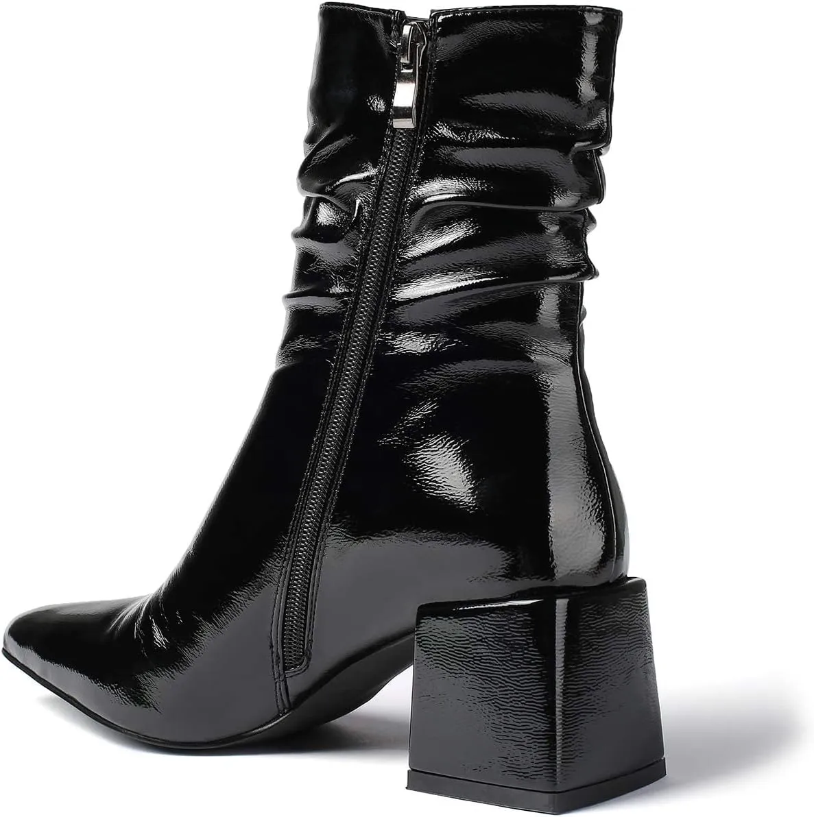vivianly Pointed Toe Ankle Boot Mid-Calf Boots Chunky Block Heel Booties for Women