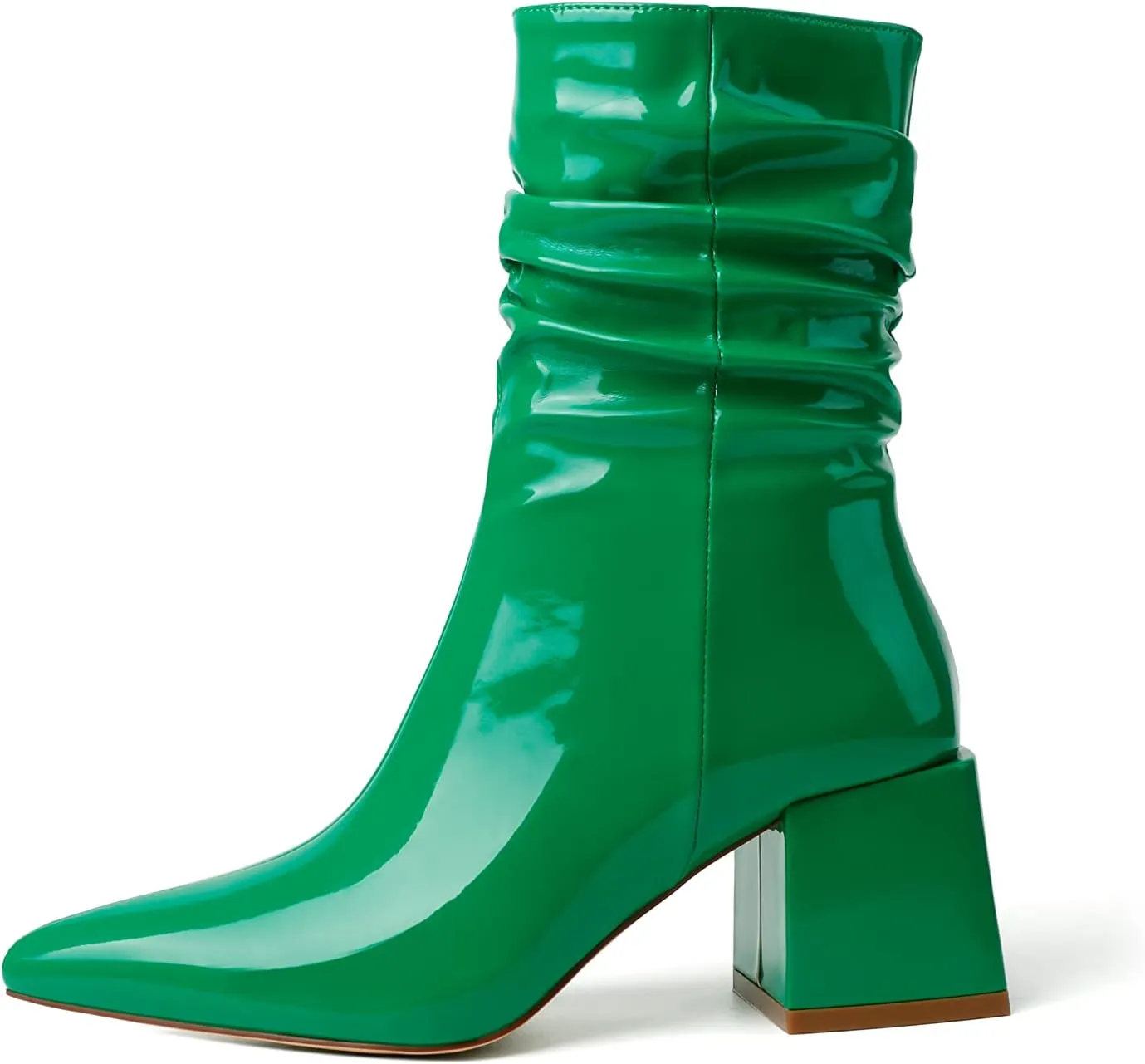vivianly Pointed Toe Ankle Boot Mid-Calf Boots Chunky Block Heel Booties for Women
