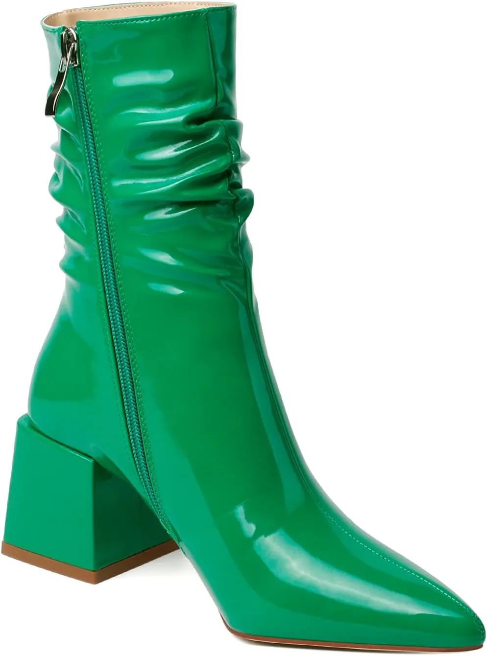 vivianly Pointed Toe Ankle Boot Mid-Calf Boots Chunky Block Heel Booties for Women