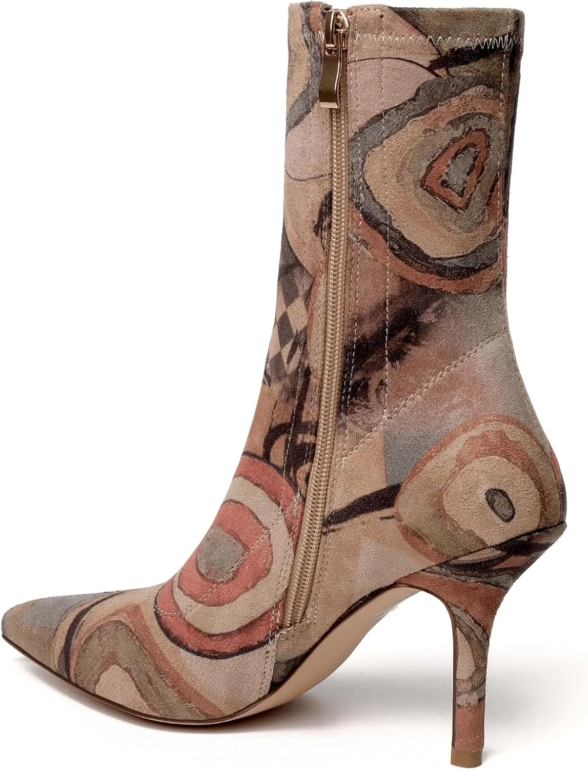 vivianly Stretch Pointed Toe Sock Booties Mid-Calf Ankle Boot Stiletto Heel Boots for Women