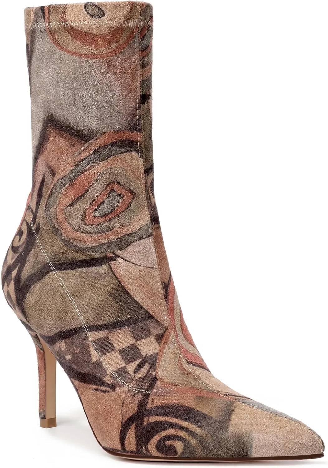 vivianly Stretch Pointed Toe Sock Booties Mid-Calf Ankle Boot Stiletto Heel Boots for Women